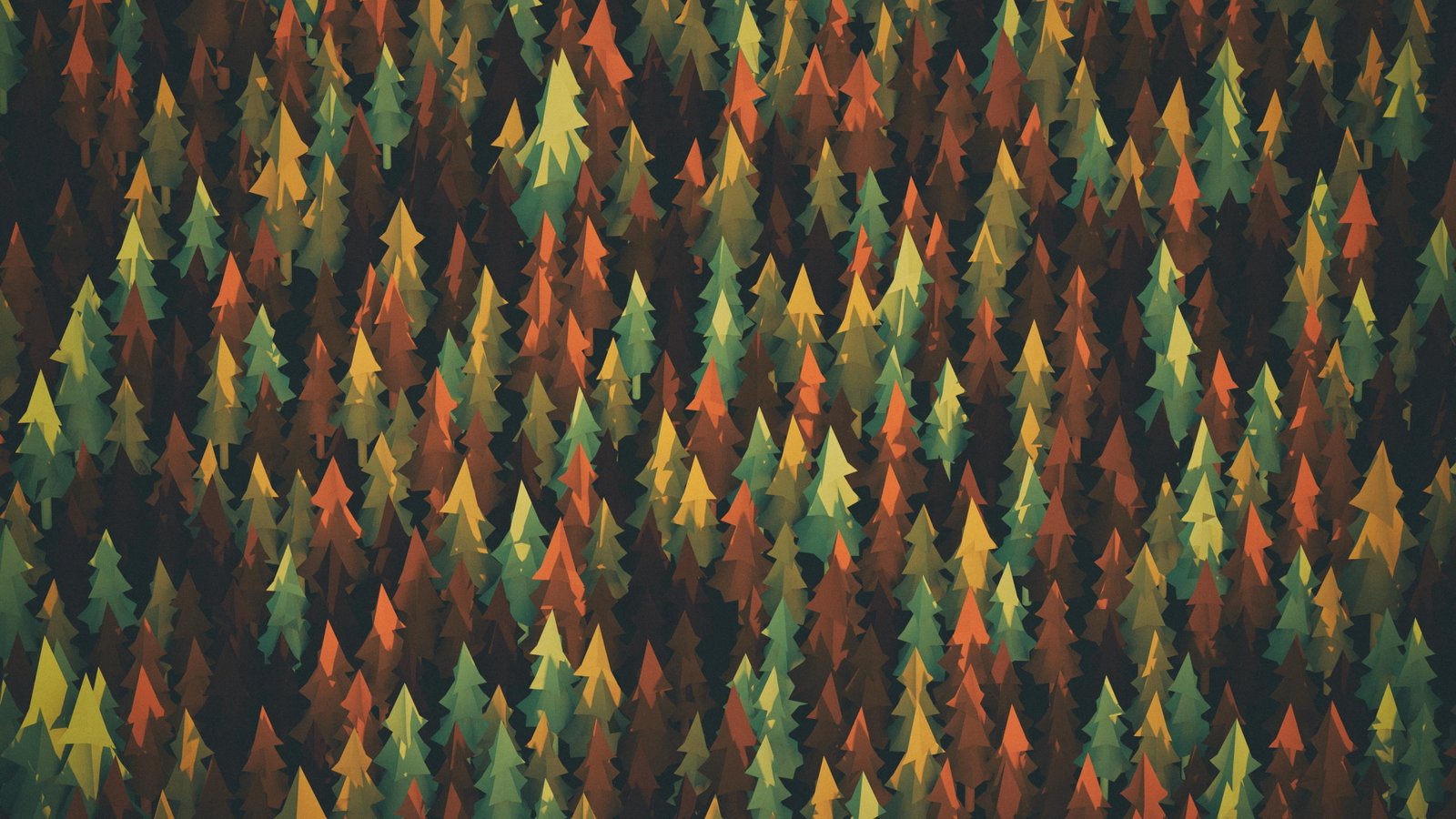 green and brown pine trees illustration field of artwork 2k 4k