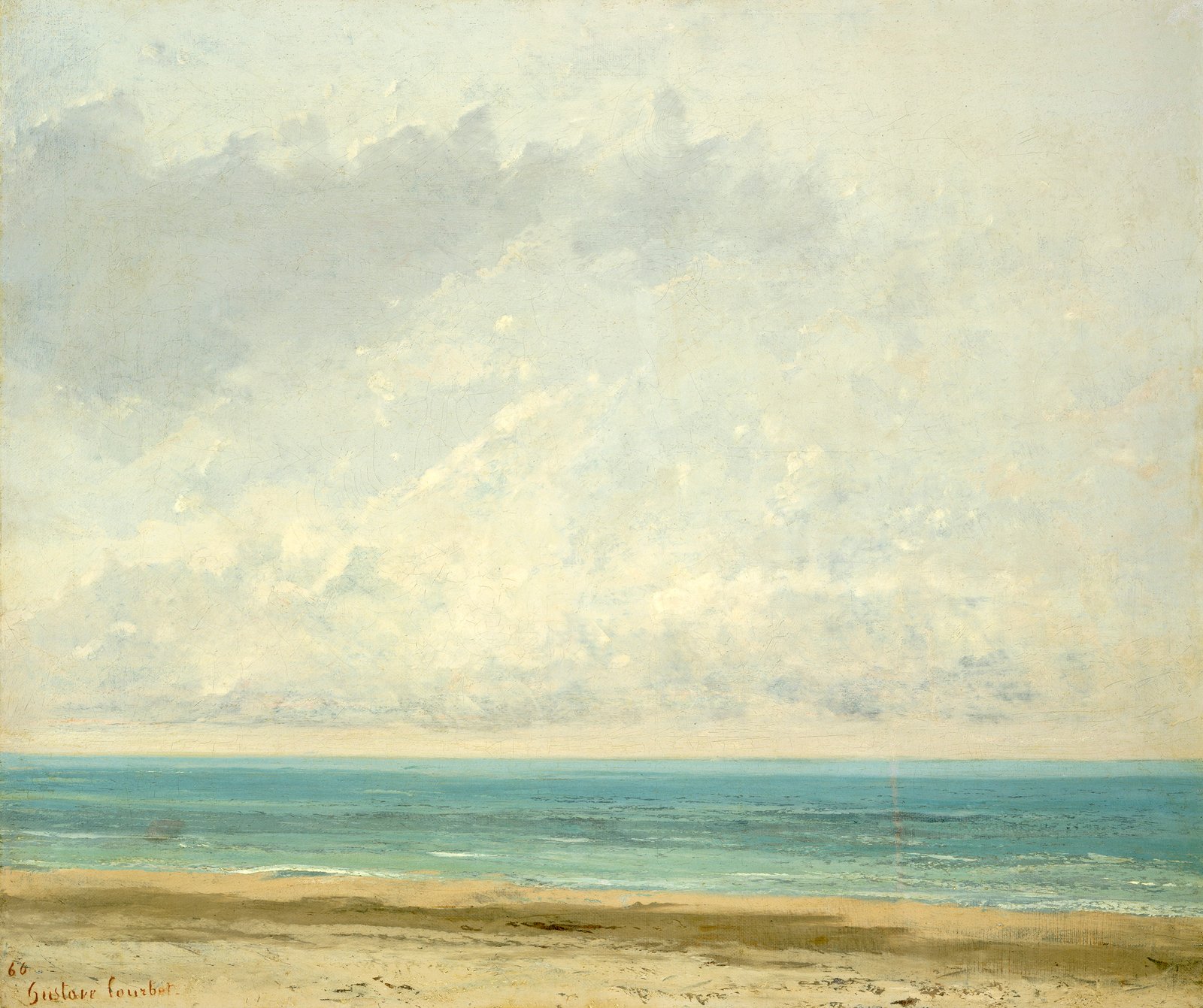Gustave Courbet classic art sea water beach land horizon over 2k