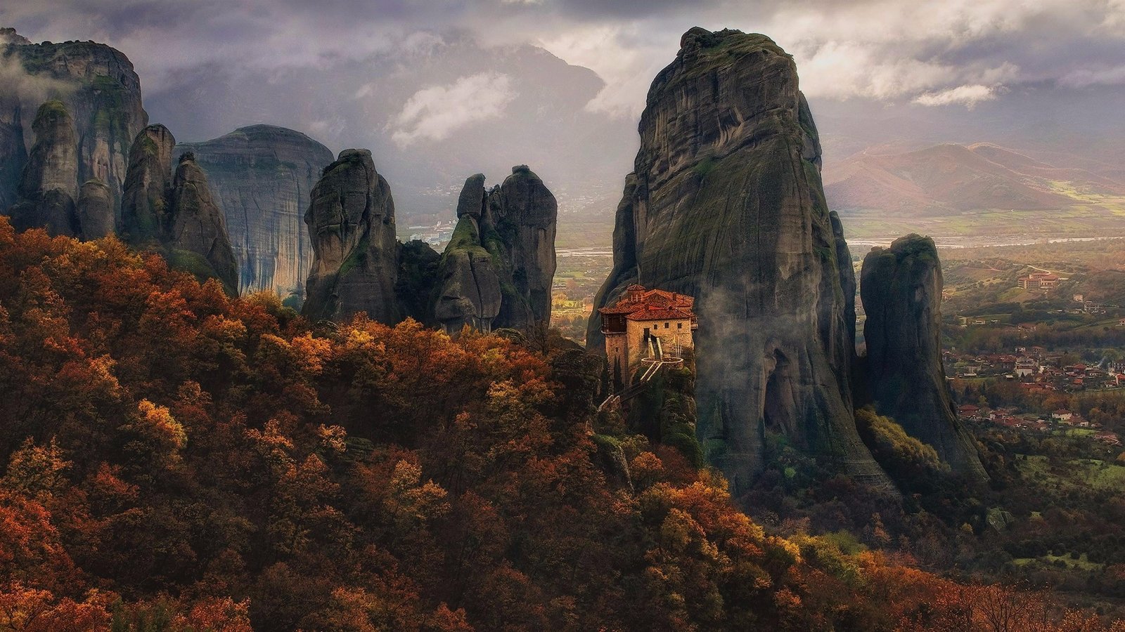 historic foliage monastery autumn europe greece tourist attraction 2k 4k
