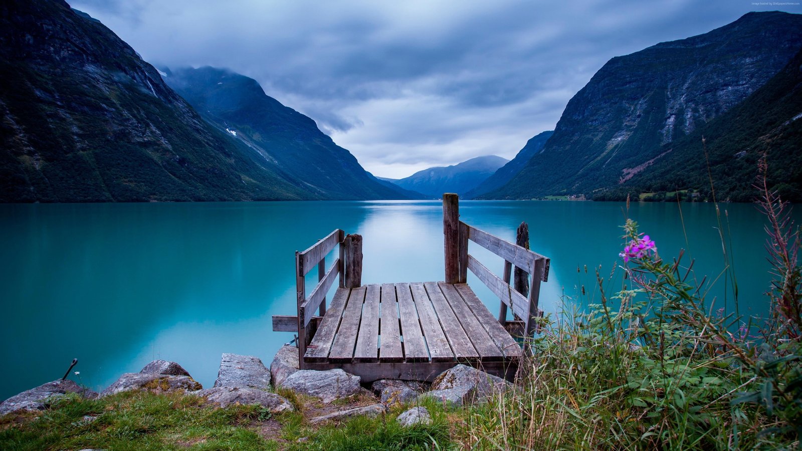 norway pier dock landscape blue water glacial landform 2k 4k