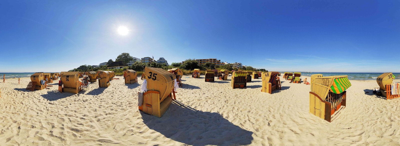 panorama photography brown wooden stall on beach land sand 2k 4k 5k