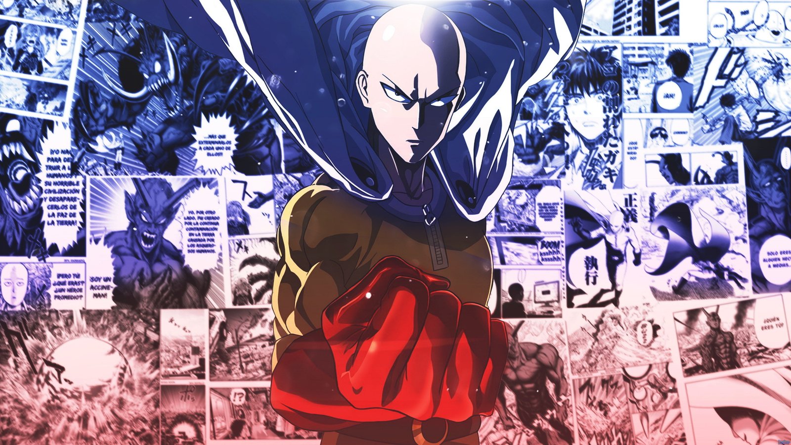 Saitama of One Punch Man anime illustration representation 2k 4k