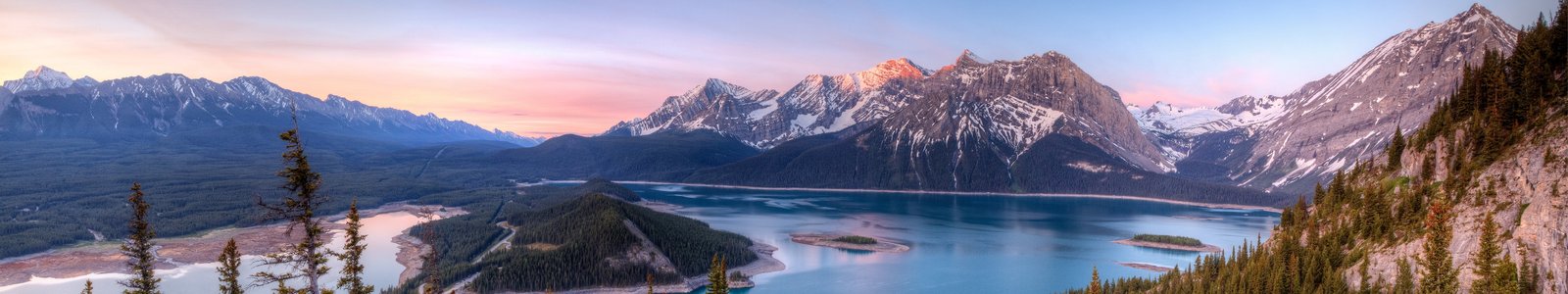 scenery of mountain and body water mountains blue sky trees 95 2k 4k 5k