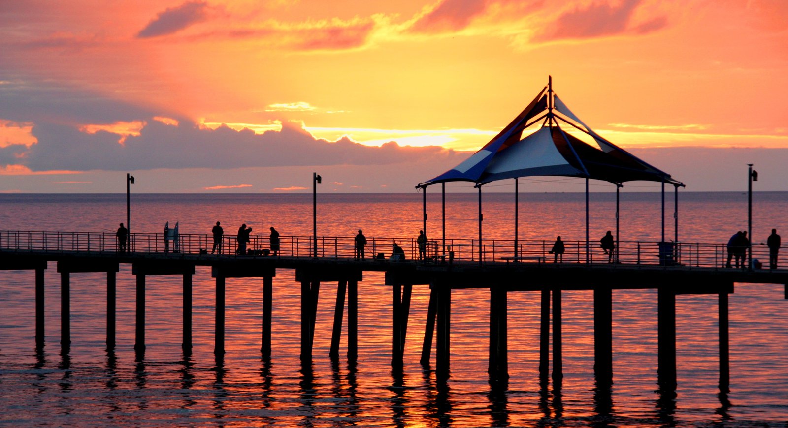 silhouette photo of dock adelaide australia 2k 4k