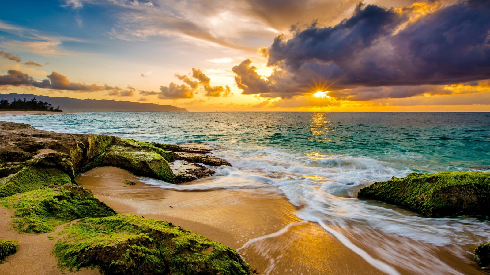sunset windows download sea water sky beach land cloud 2k 4k