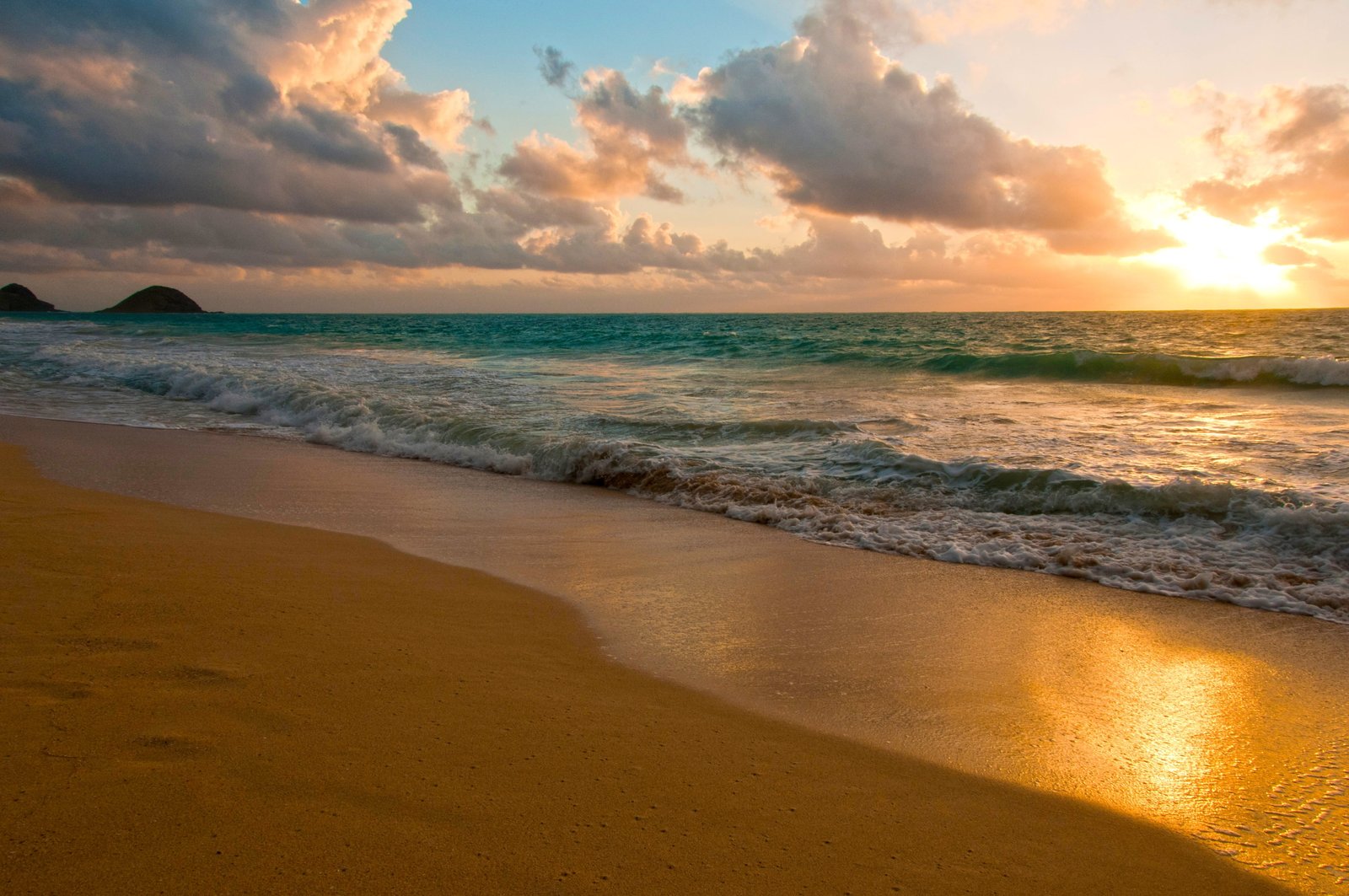 sunset by the beach hawaii sunrise oahu tropical ocean 2k 4k