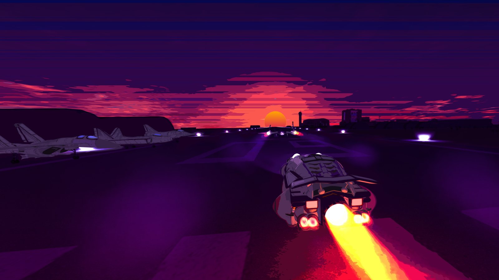 Sunset Neon Battle station Retro Space 2k 4k 5k 8k