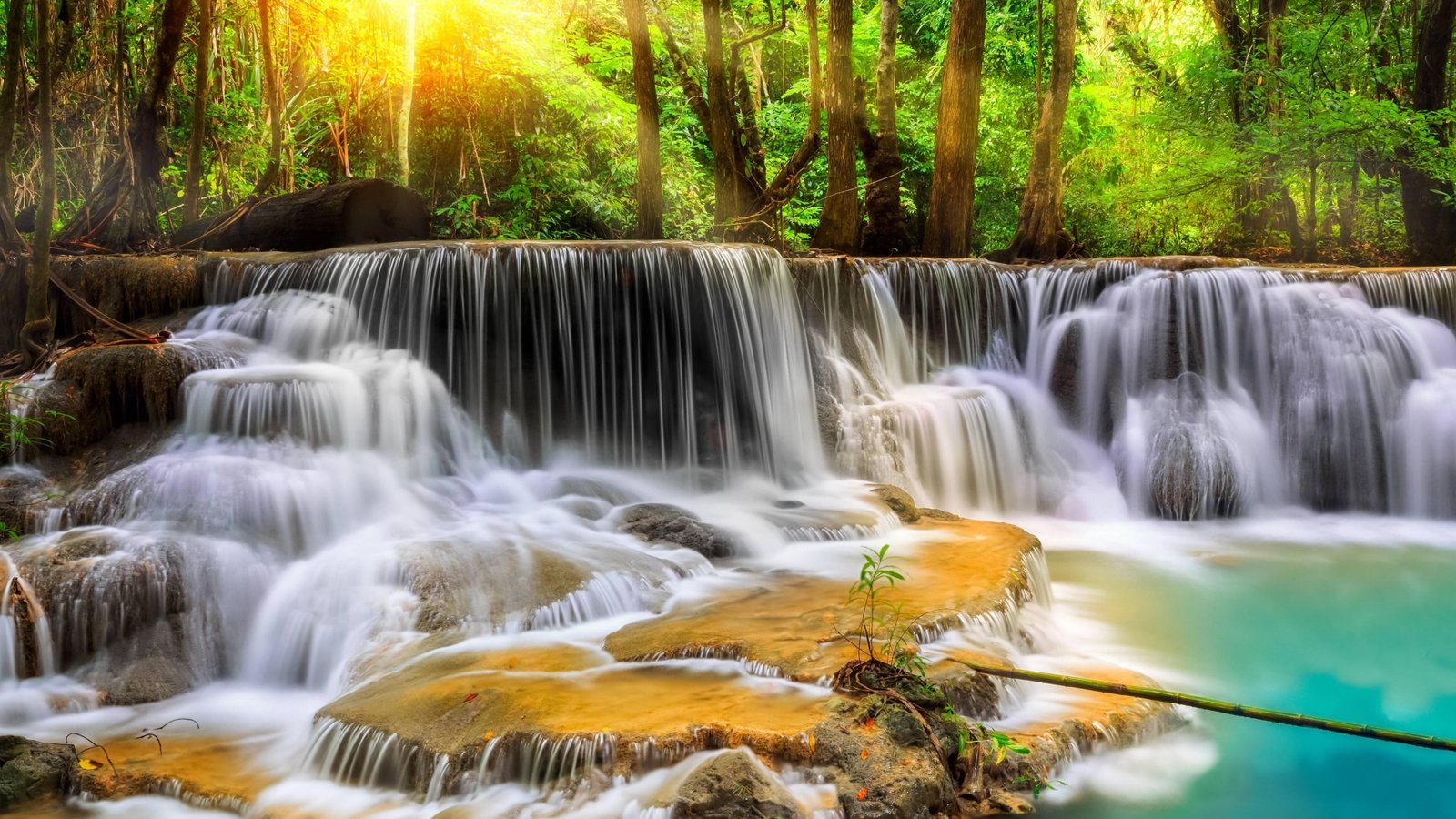 waterfall erawan national park thailand 2k 4k