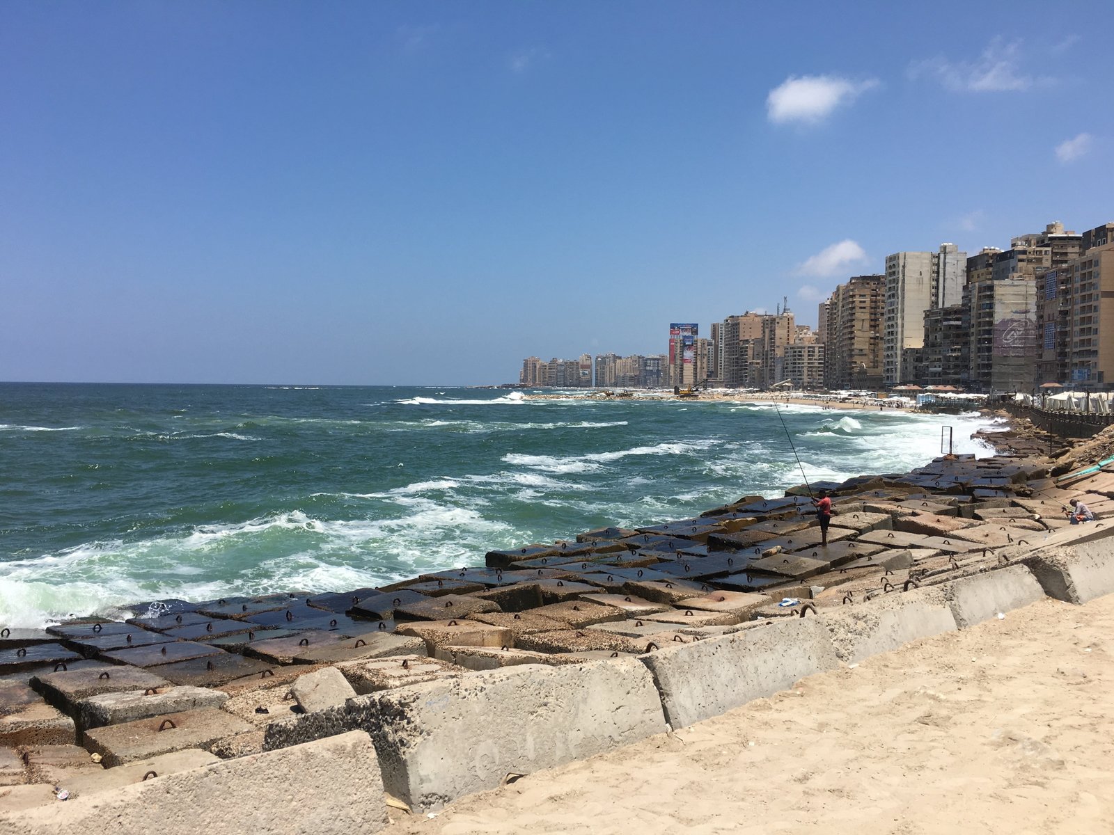 alexandria egypt sea beach coastline sky water built structure 2k 4k