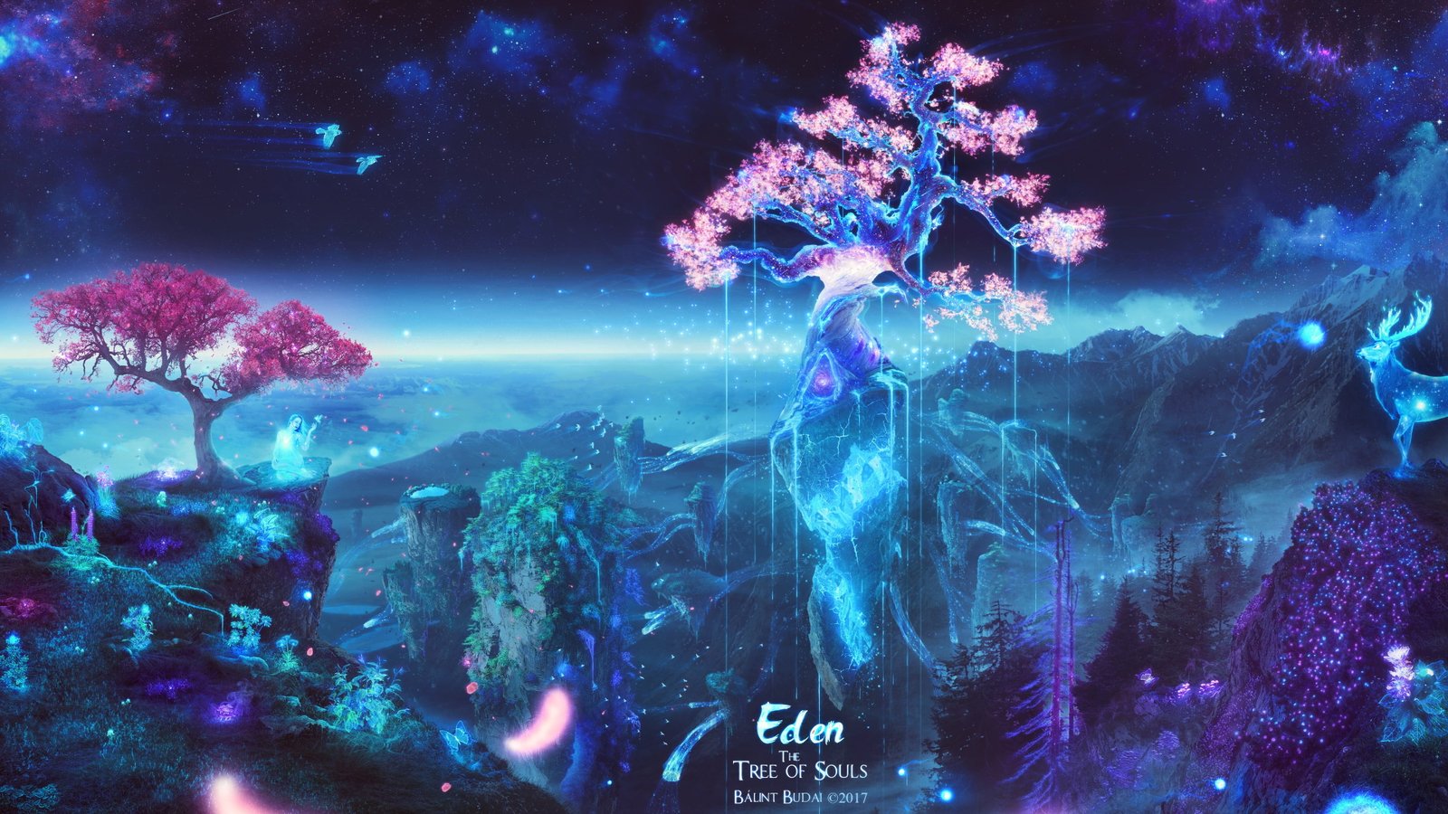 Eden tree illustration photo of pink cherry blossoms trees 2k 4k