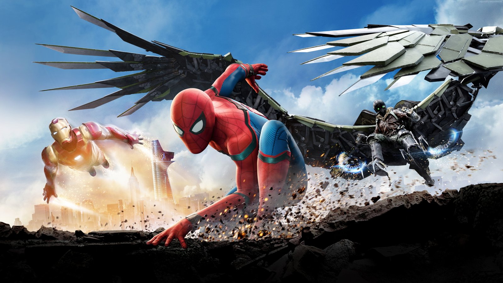Marvel Spider Man Iron and Falcon wallpaper superhero Homecoming 2k 4k 5k