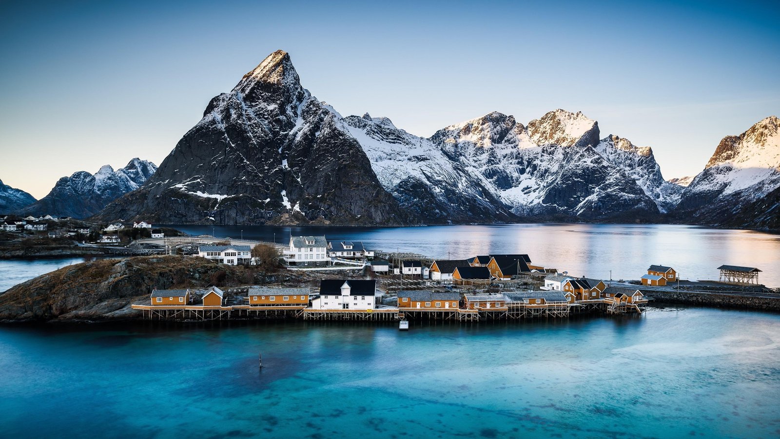 mount scenery lofoten norway nordland mountain water tourist attraction 2k 4k