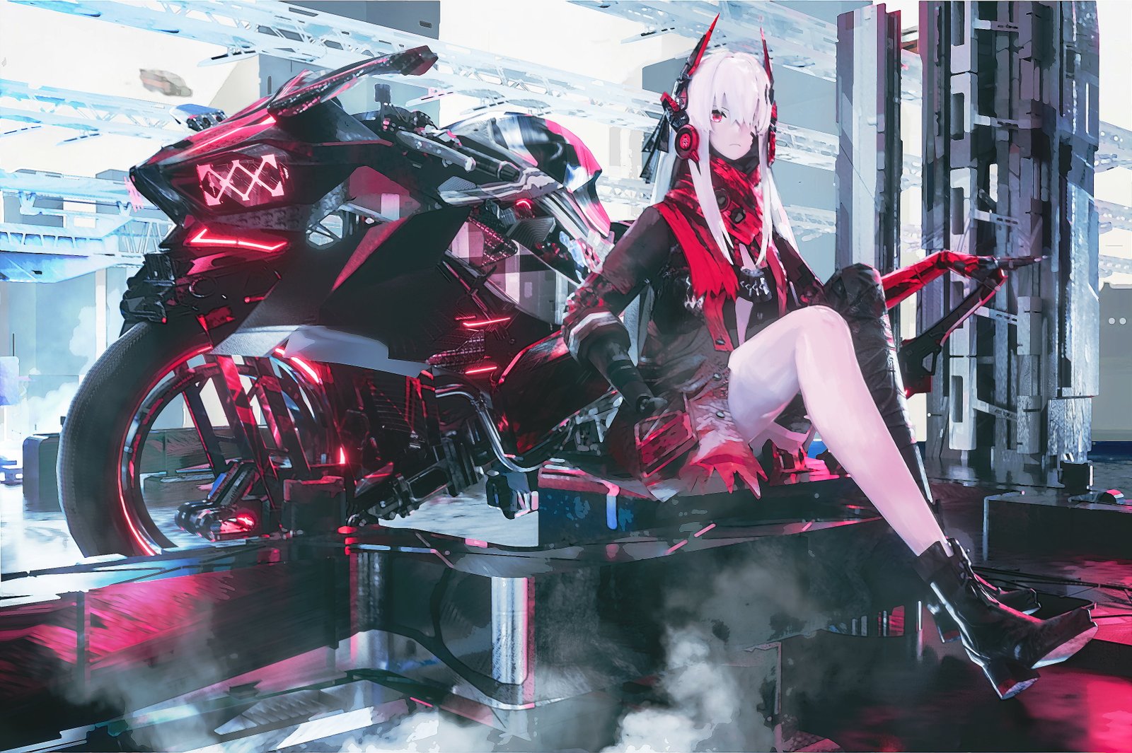 Seymour science fiction anime girls motobike Punishing Gray Raven 2k 4k