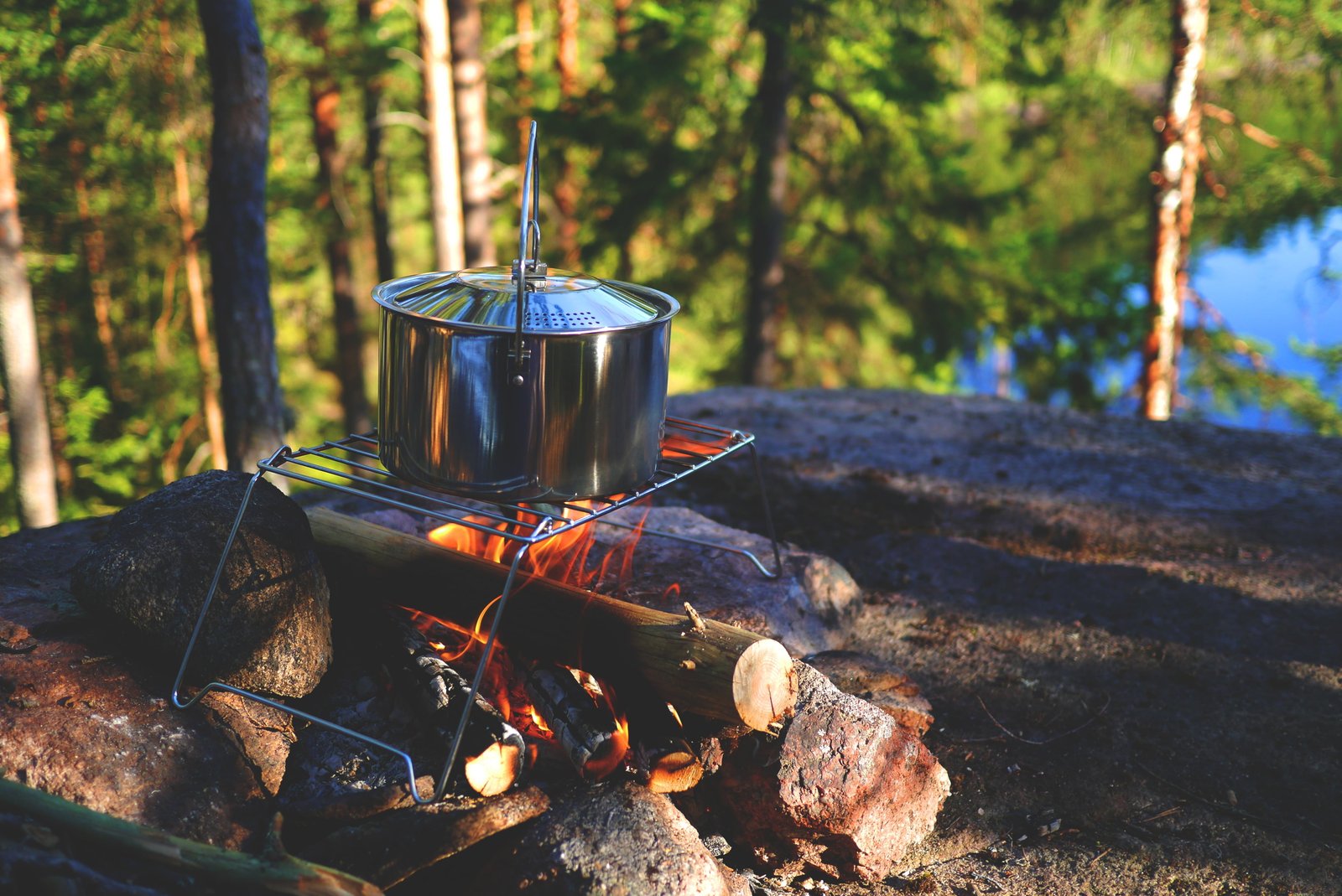 stock pot in the fire campfire outdoor fireplace wilderness 2k 4k 5k