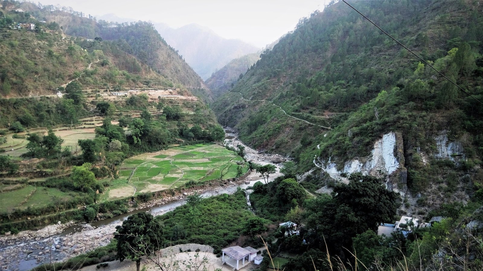 uttarakhand pauri india valley agriculture river mountains 2k 4k