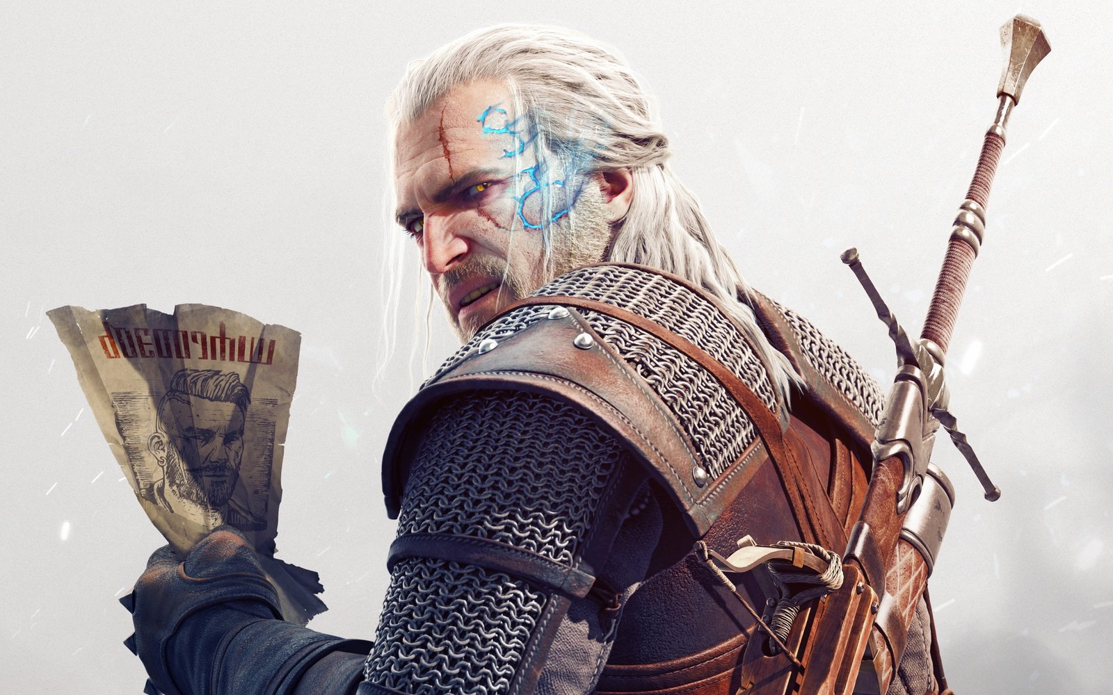white haired man carrying sword illustration video games The Witcher 3 Wild Hunt 2k 4k