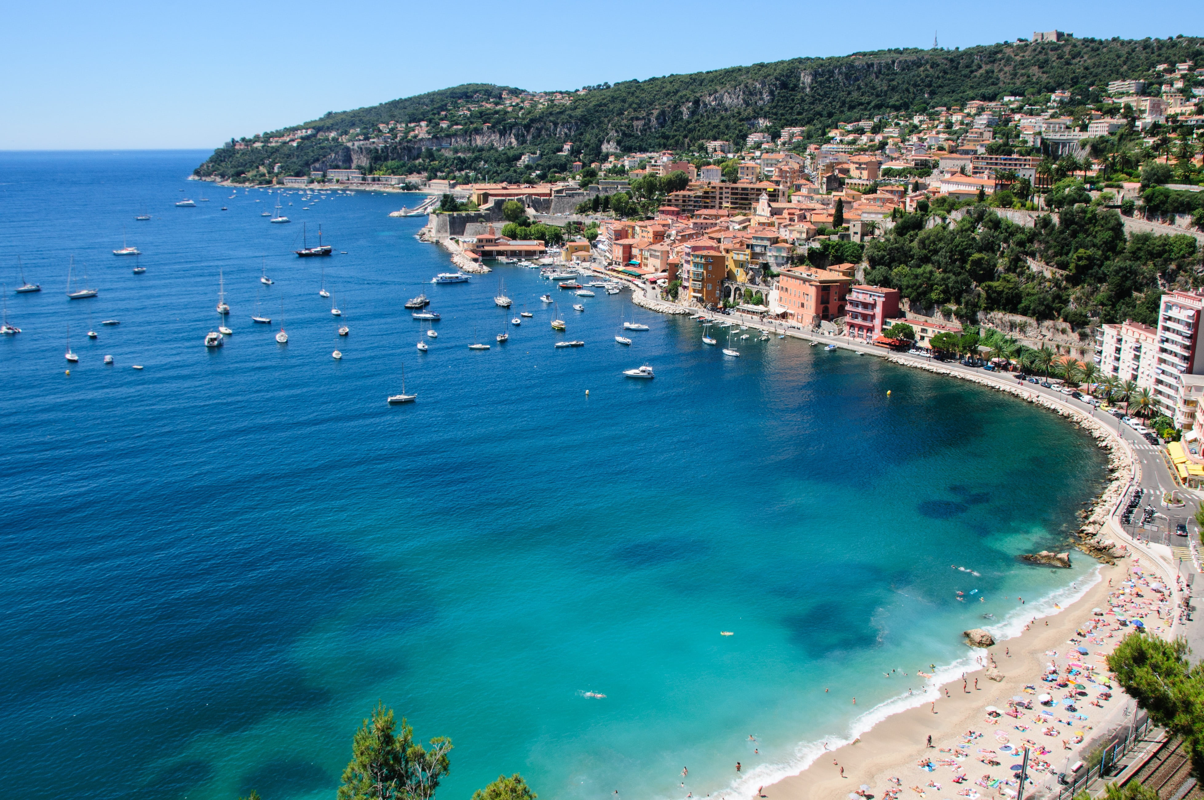 aerial photography of shoreline villefranche sur mer coast 2k 4k