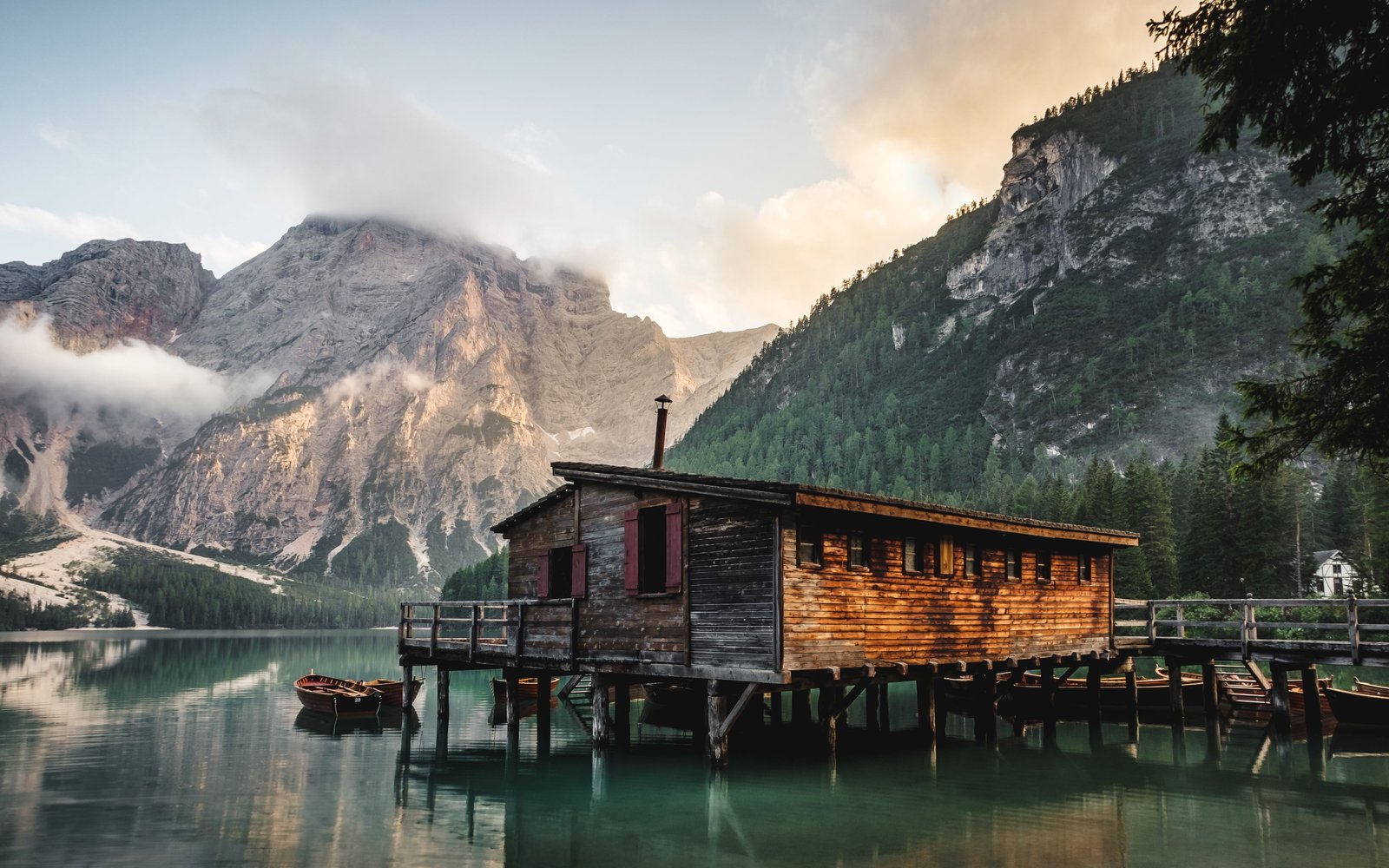 cabin and body of water nature trees house Italy South Tyrol 2k 4k 5k