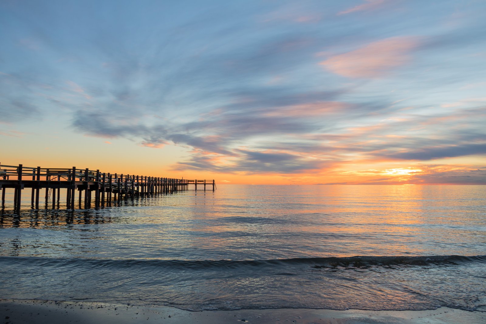 clear beach while in sunset scenery Dock cloud hav himmel 2k 4k 5k