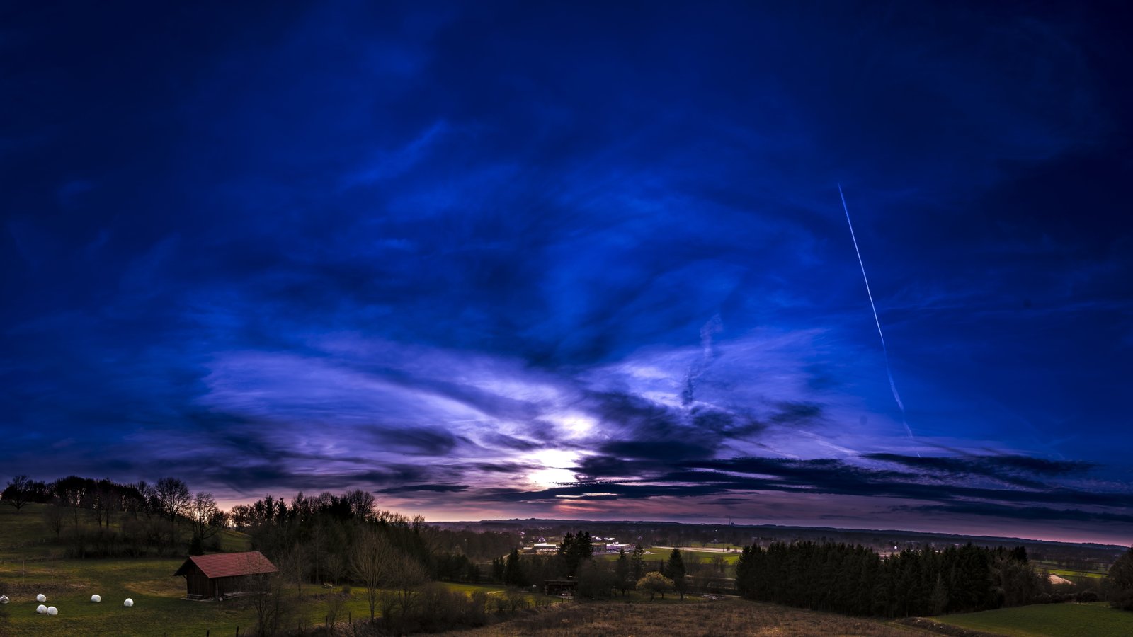 landscape photo of blue sky and green grassland sunset forest 2k 4k 5k 8k