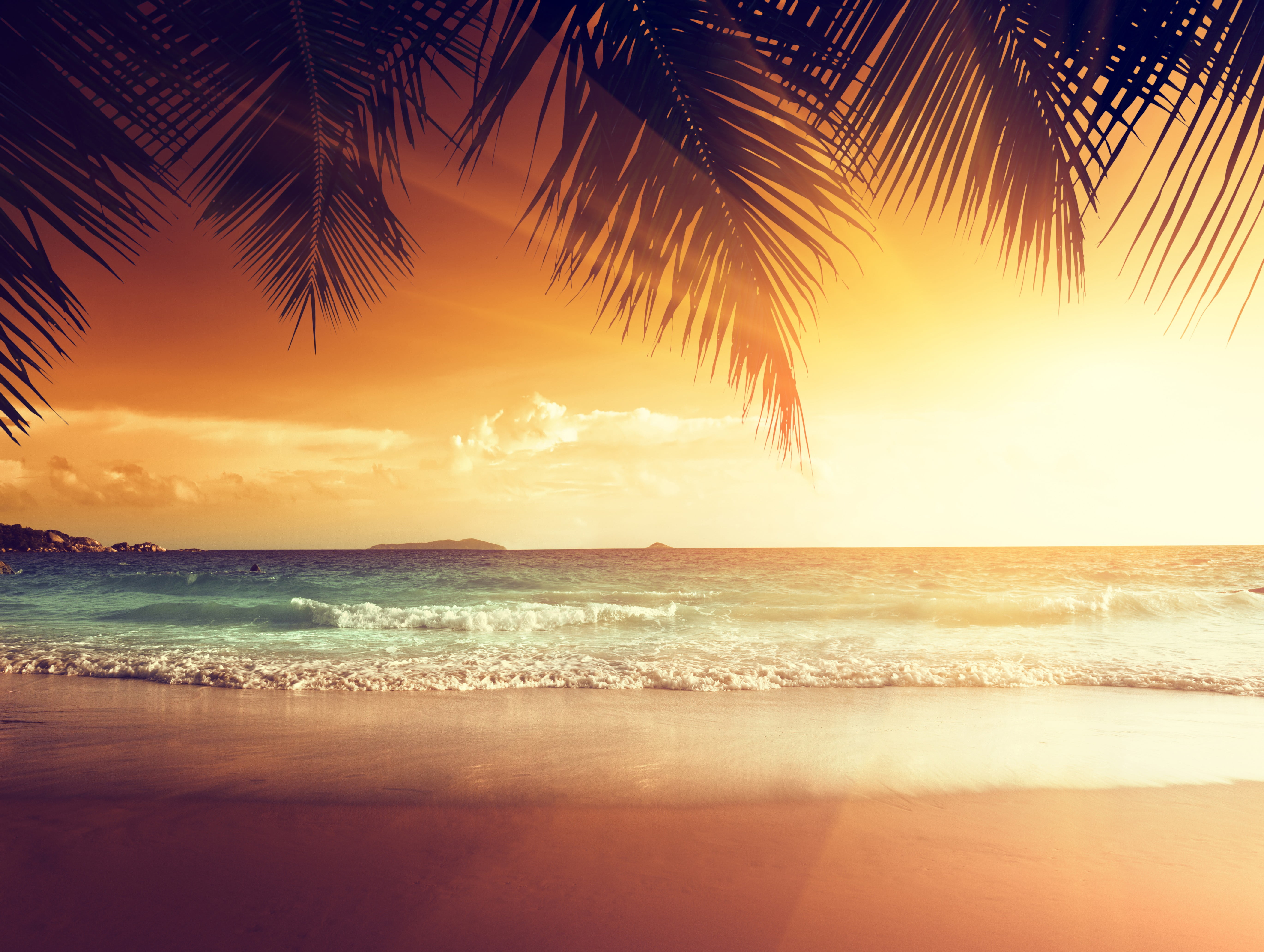 shoreline wallpaper landscape beach tropical Sun sea water 2k 4k 5k