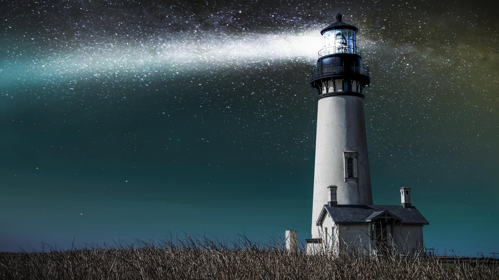 white and black concrete lighthouse during nighttime wallpaper 2k 4k 5k