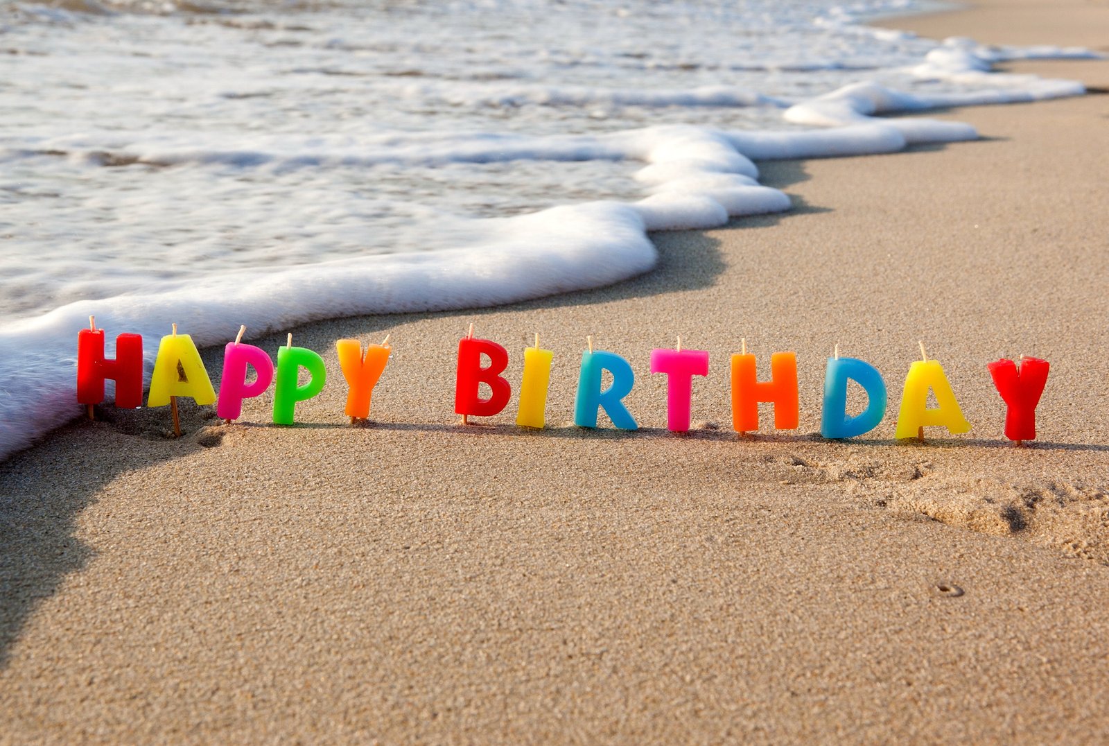 Happy Birthday candle beach sea sand holiday congratulations 2k 4k 5k