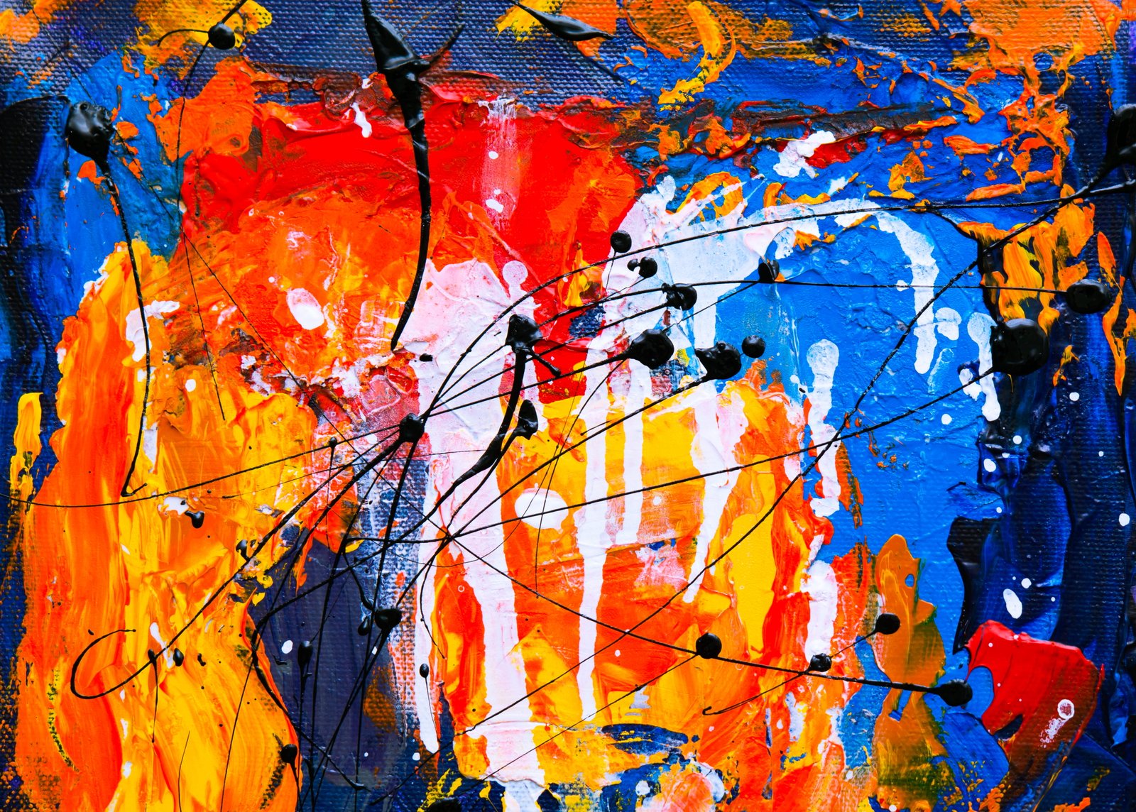 Orange and Blue Abstract Painting abstract expressionism acrylic 2k 4k