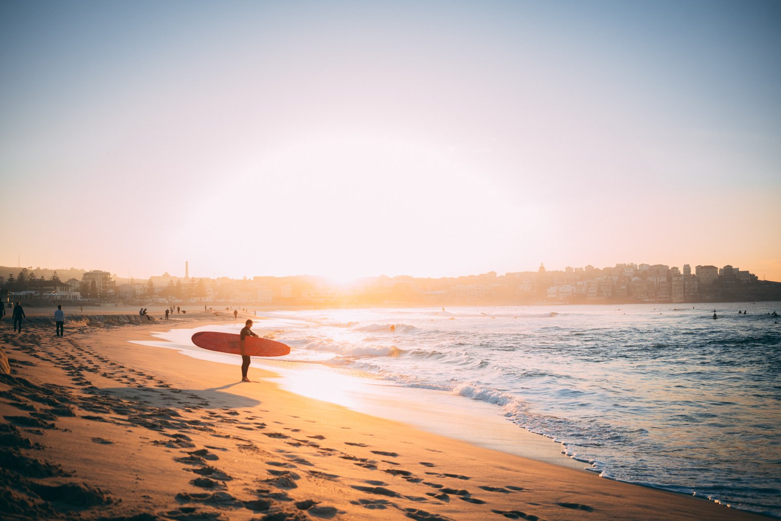 person carrying surfboard at the beach longboard wave sea 2k 4k 5k 8k