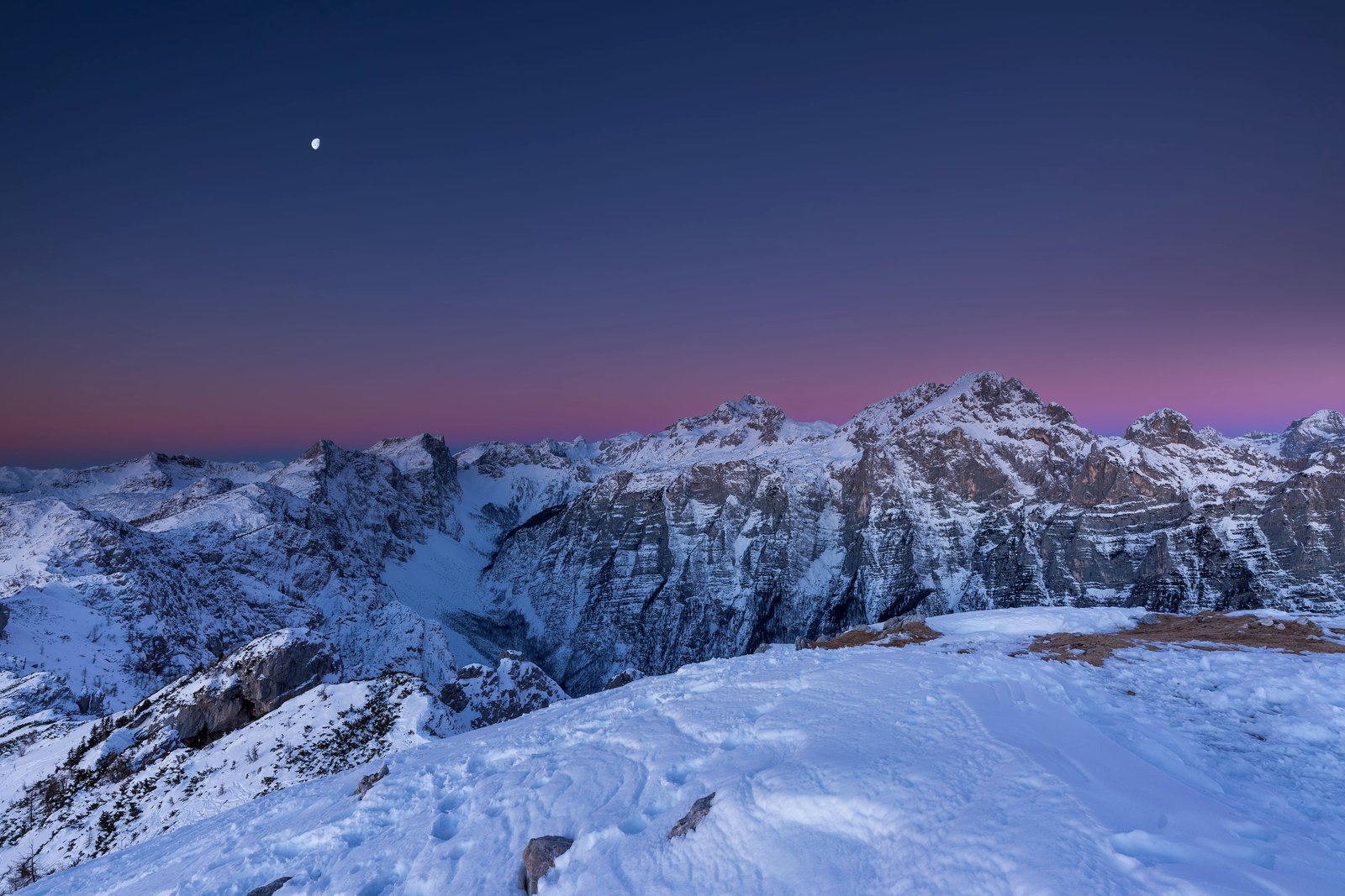 Snowy Mountain during Night Time alpine alps cold frost frozen 2k 4k 5k