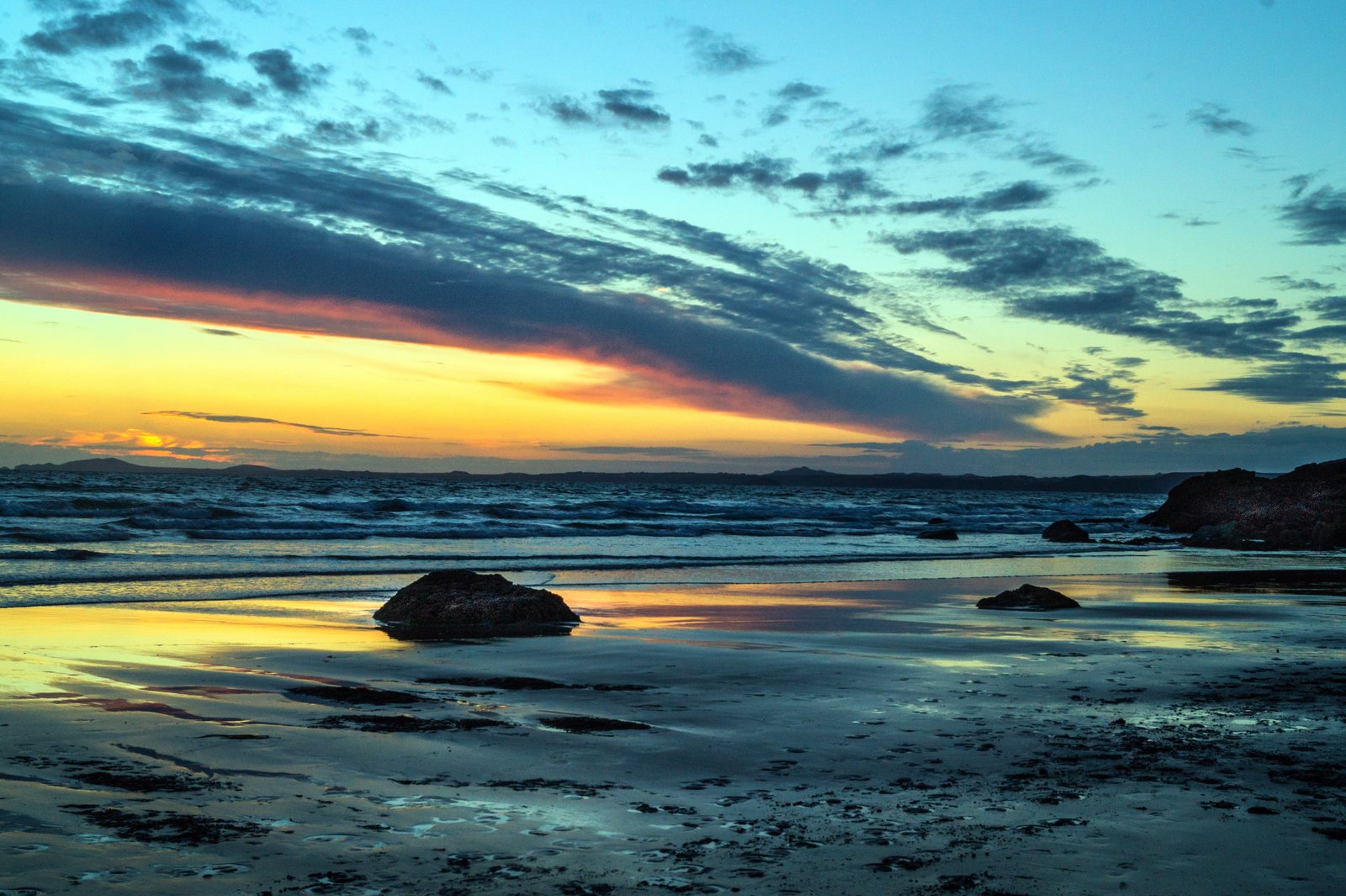 body of water under sunlight Night Falling sunny beach sand 2k 4k 5k