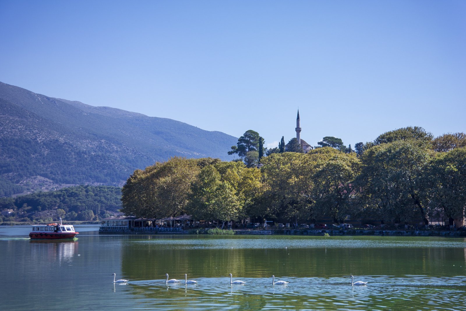ioannina greece sky summer plane trees mosque scenery 2k 4k 5k