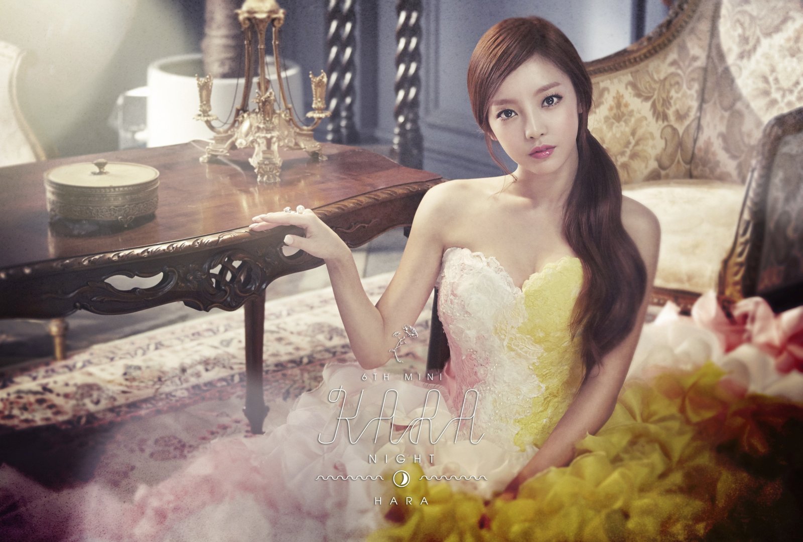 Kara K pop Asian Hara Korean women strapless dress redhead 2k 4k 5k