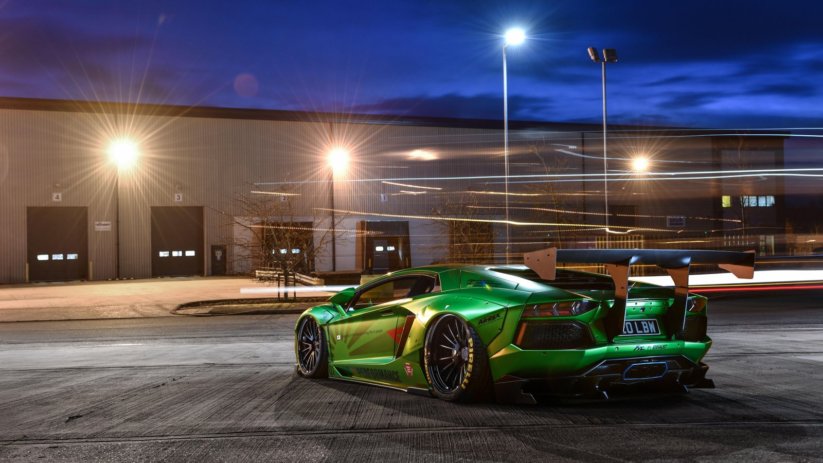 lamborghini aventador gree car rear view liberty walk lp 2k 4k 5k 8k