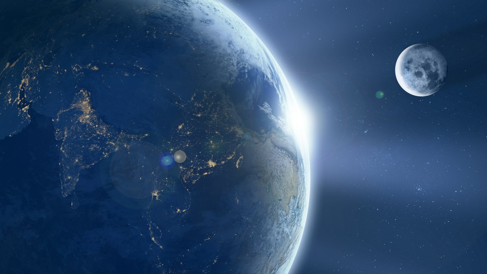 planet earth and moon illustration 2k 4k 5k 8k