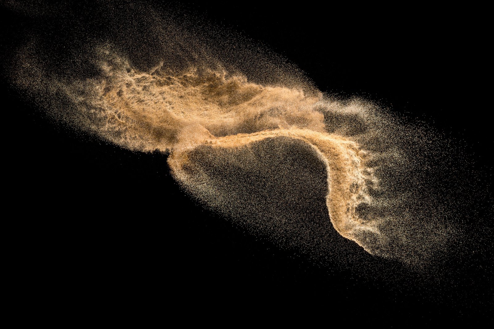 sand dust explosion black isolated dirty background powder 2k 4k 5k