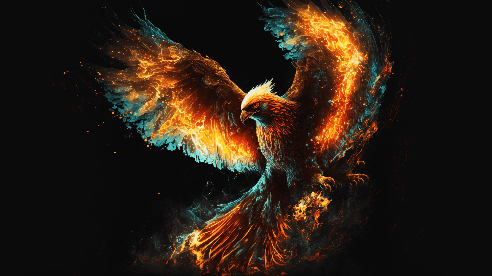 flying Phoenix digital ai art abstracrt color colourlul eagle 2k 4k