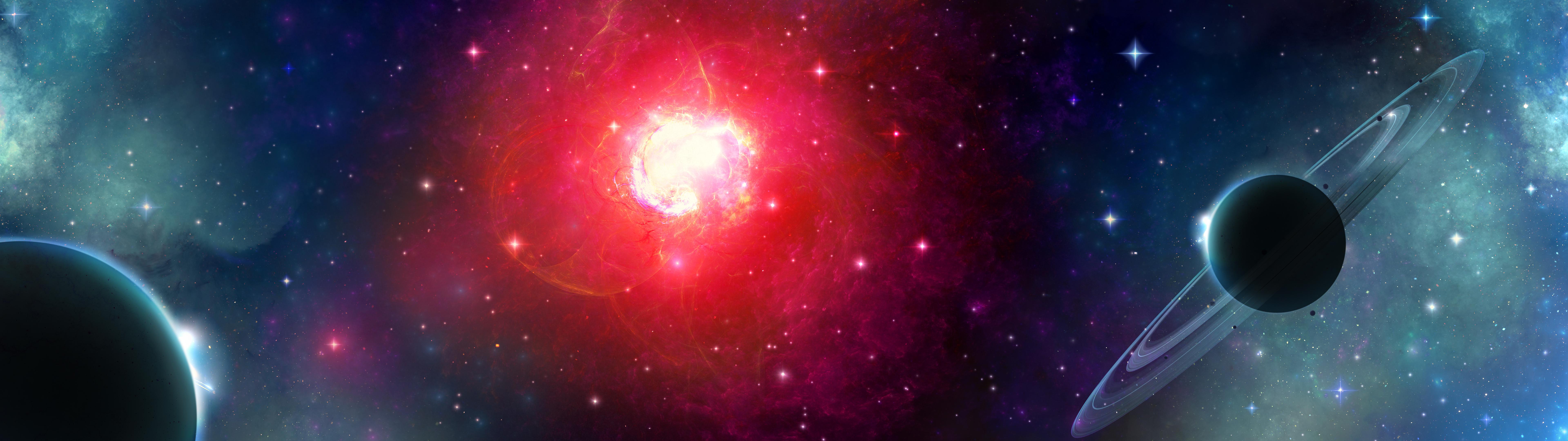 Super nova with gas giants dual monitor multiple space astrology science 2k 4k 5k 8k