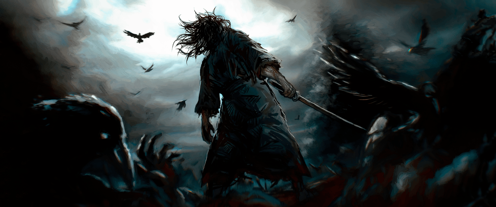 Vagabond sword swordart japan samurai warrior dual monitor widescreen wide screen multiple 2k 4k 5k