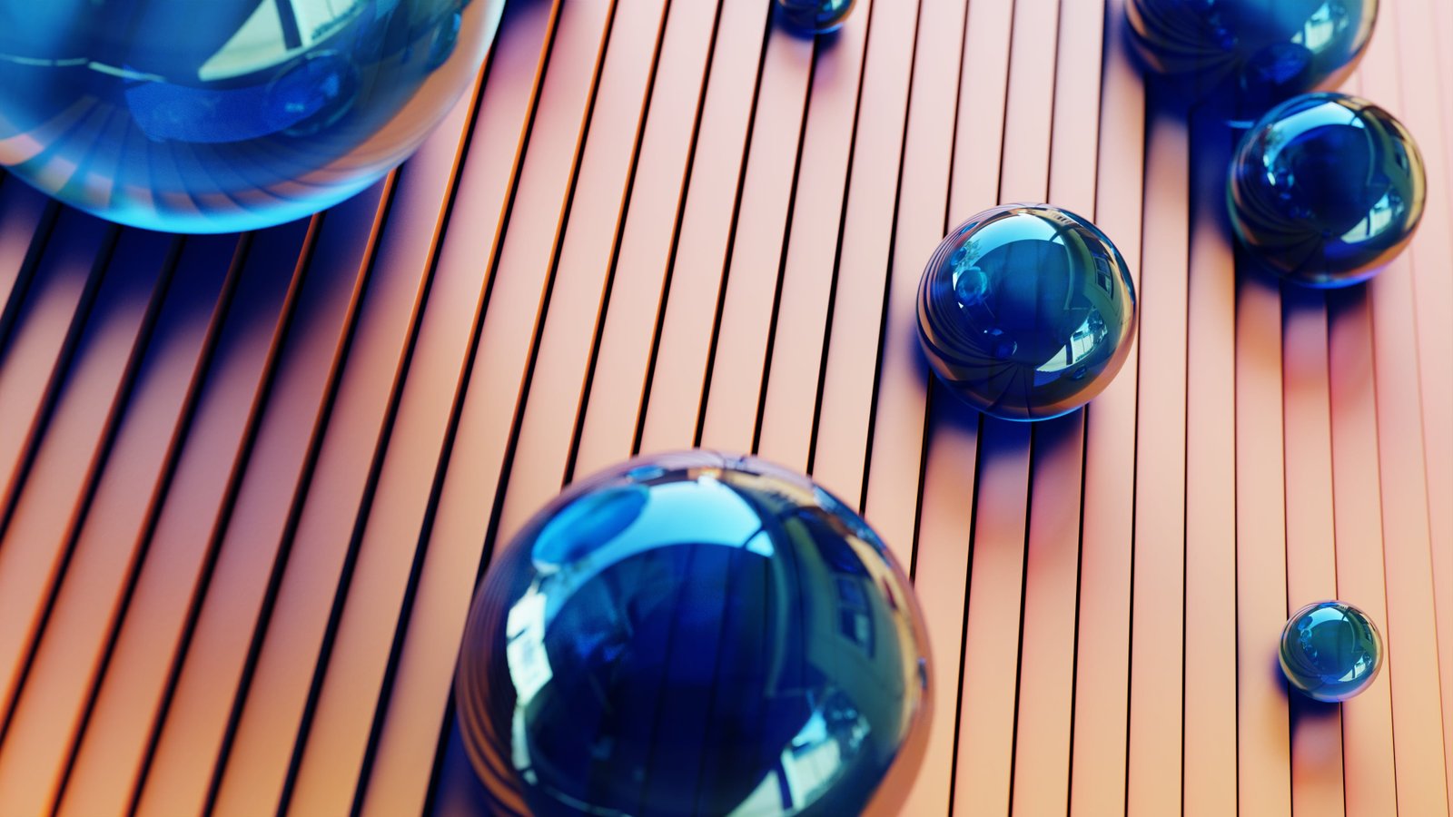 Abstract art spheres blue 2k 4k