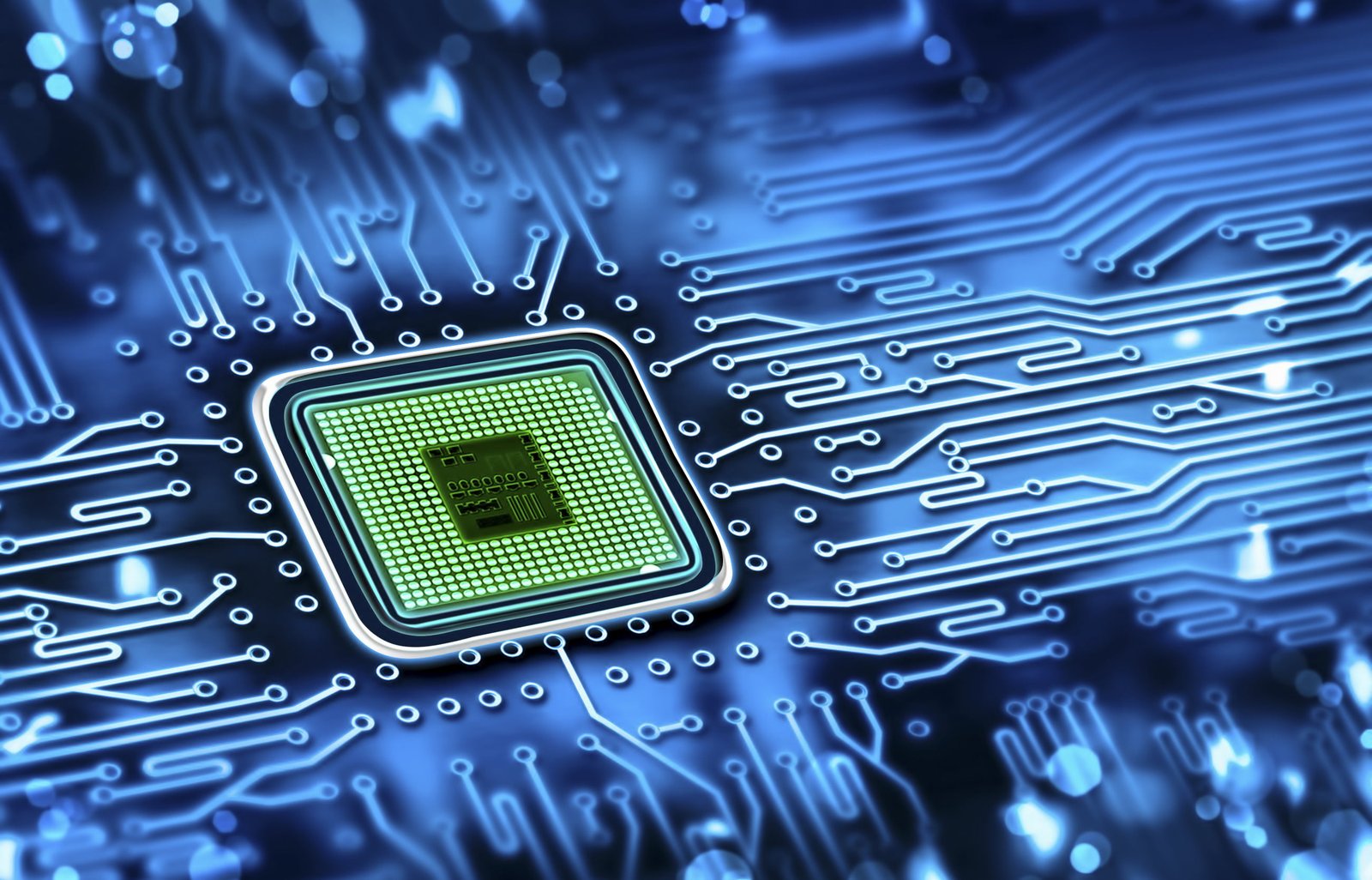 green computer processor blue chip color fee track hi tech 2k