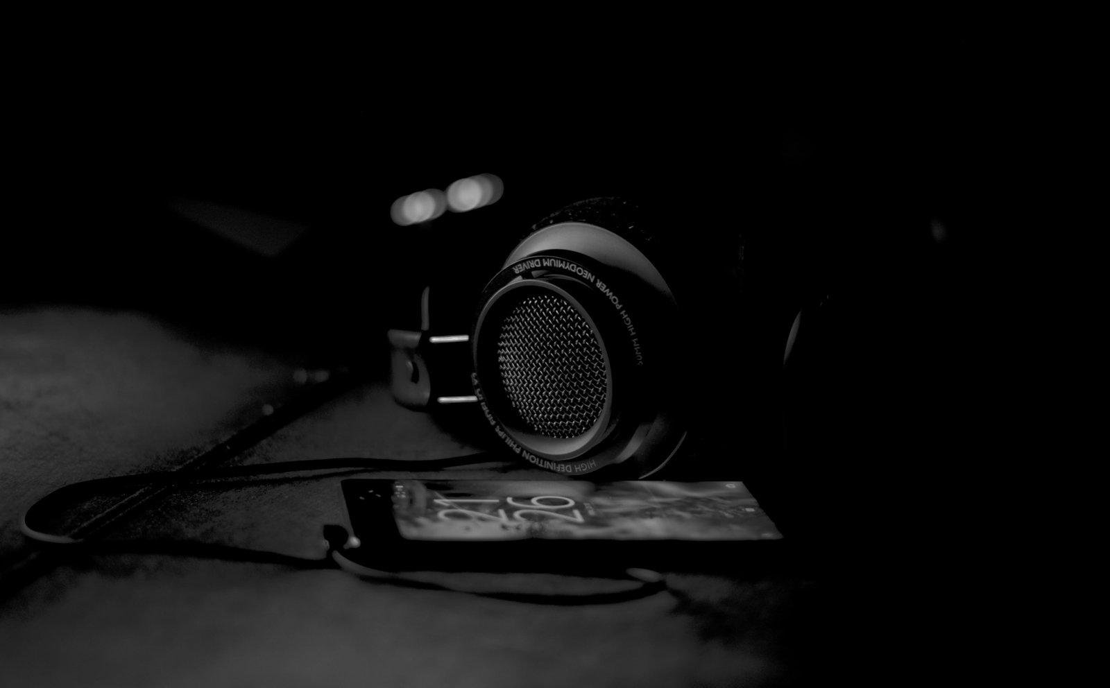 Headphones Black and White black headphones Music Macro smartphone 2k 4k 5k