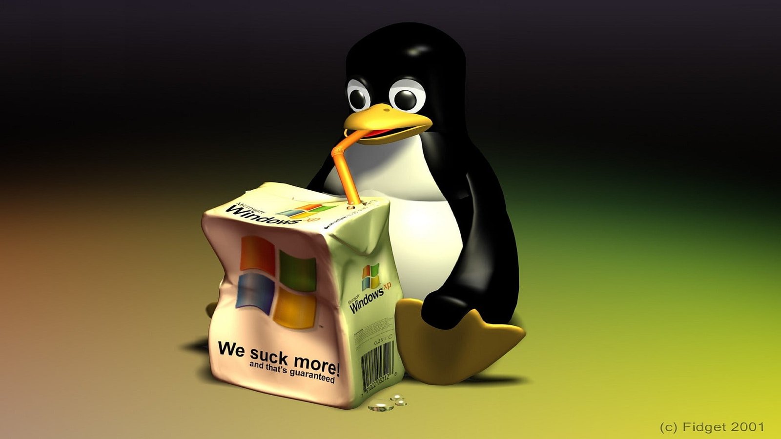 Linux logo Microsoft Windows representation no people studio shot 2k