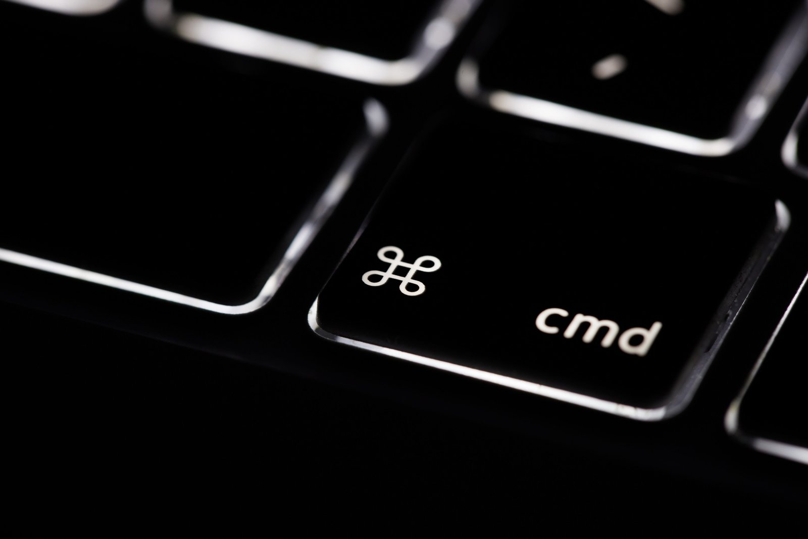 Macro shot of the command key on backlit keyboard a laptop computer Image captured with Canon 2k 4k 5k