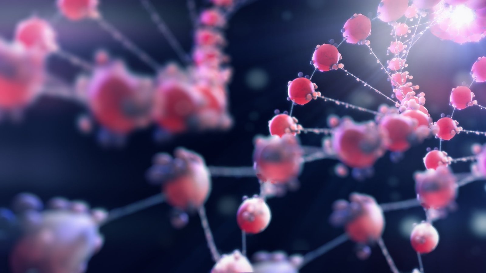 micro photography of DNA strand depth field abstract digital art 2k