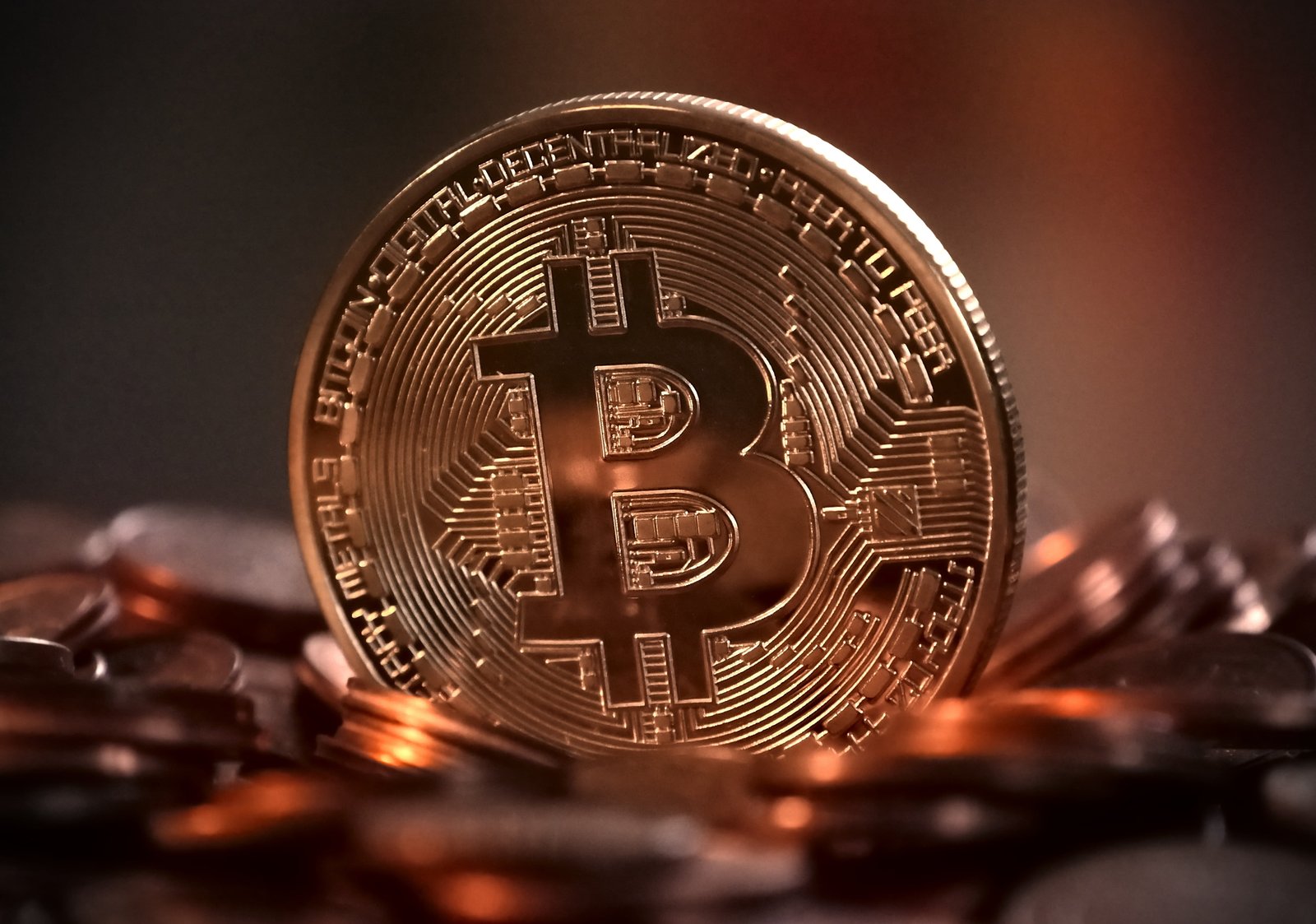 round gold colored Bitcoin digital money decentralized anonymous 2k 4k 5k