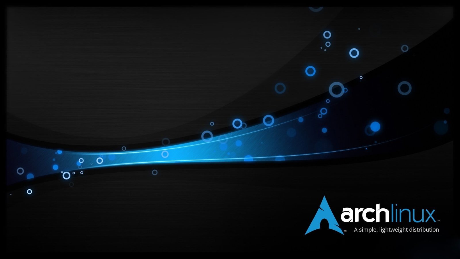 technology Arch Linux text illuminated blue western script 2k