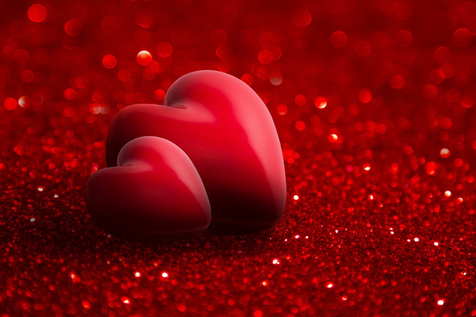 Artistic Love Bokeh Glitter Heart Red 2k 4k