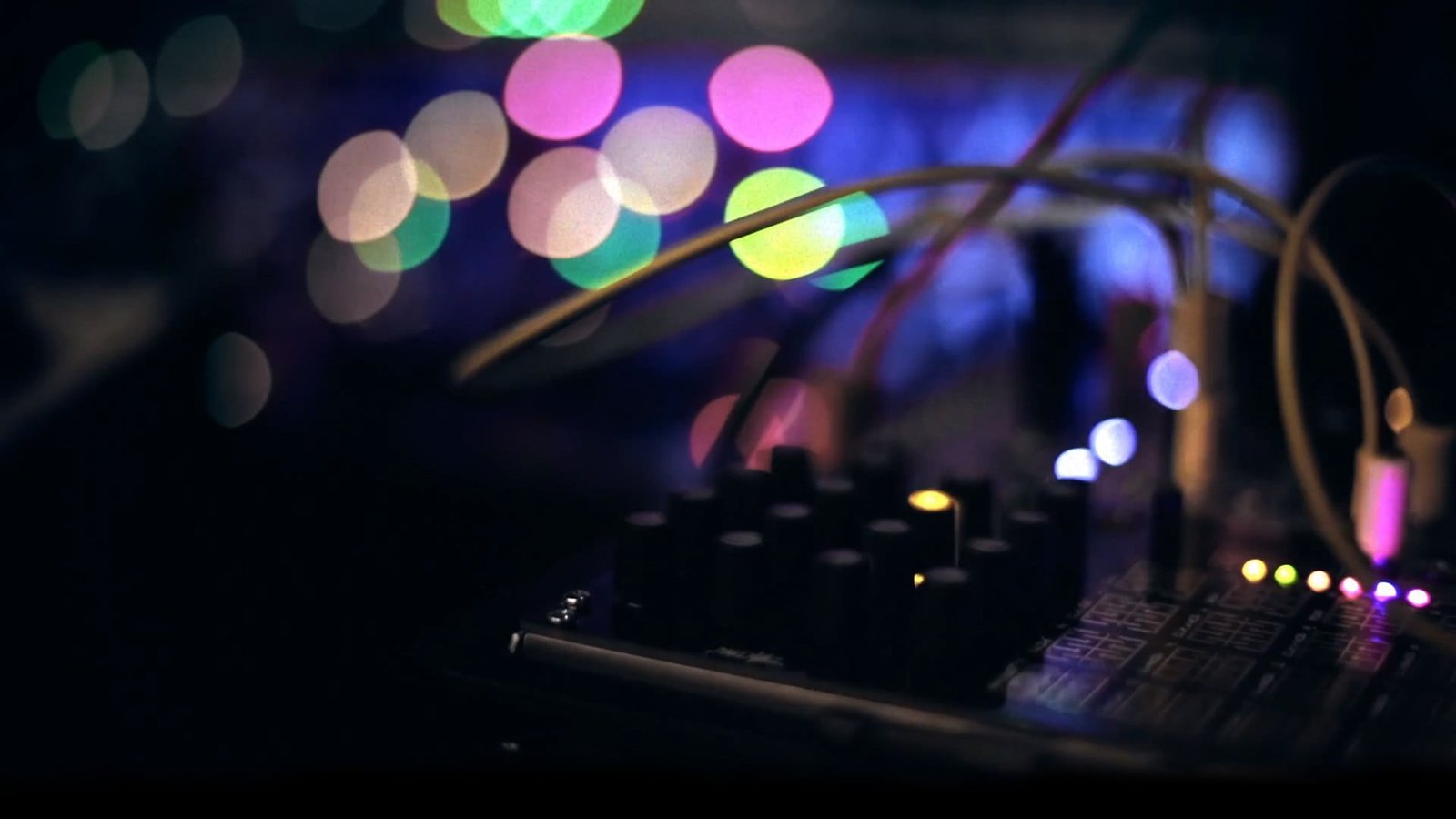 black DJ mixer music machine wires bokeh Chill Out illuminated 2k