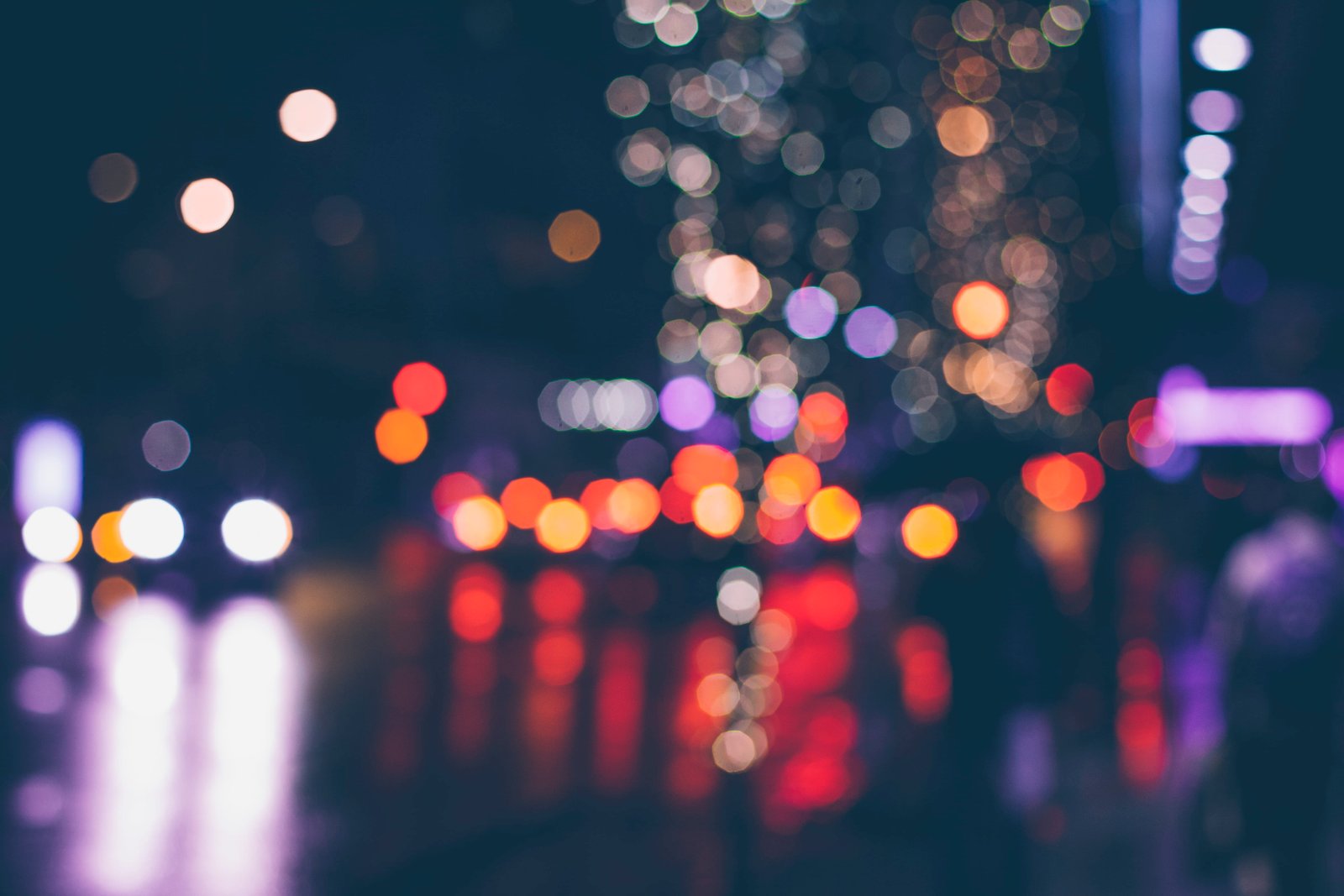 Bokeh effect from street lights at night illuminated defocused 2k 4k 5k